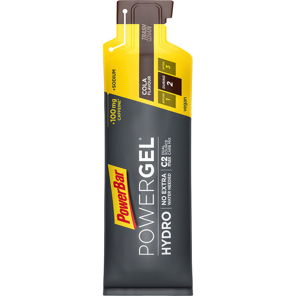 Powerbar hydrogels are great sports nutrition for running and cycling. They do not require any extra fluid when taking them. Find these gels on our sports nutrition online store Fueled Athlete. These gels are vegan and gluten-free.