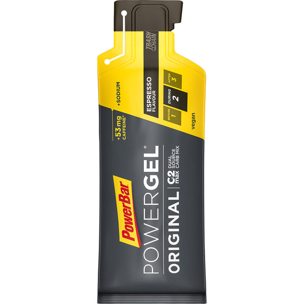 PowerBar gels are nutrition for endurance sports such as cycling and running. This Espresso gel contains 53mg of caffeine. We stock PowerBar at Fueled Athlete.