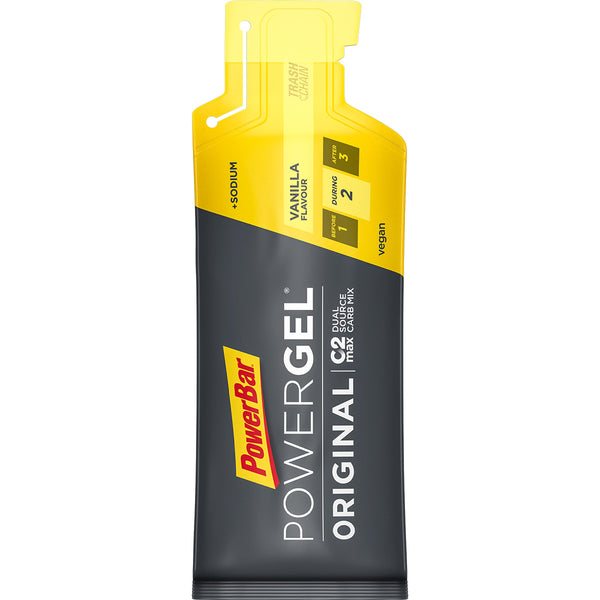 PowerBar gels are nutrition for endurance sports such as cycling and running. This Vanilla gel is caffeine free. We stock PowerBar at Fueled Athlete.